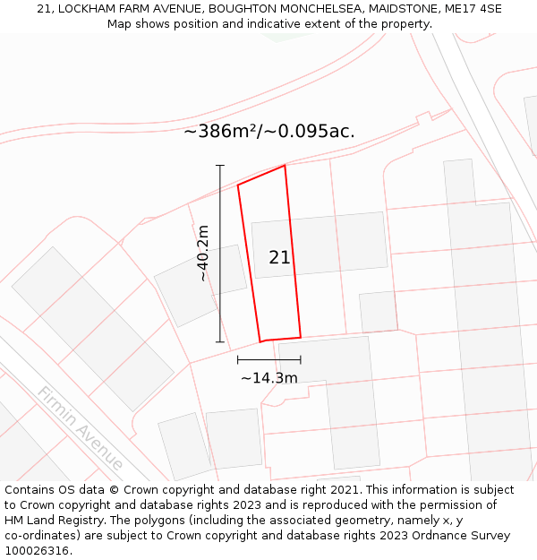 21, LOCKHAM FARM AVENUE, BOUGHTON MONCHELSEA, MAIDSTONE, ME17 4SE: Plot and title map