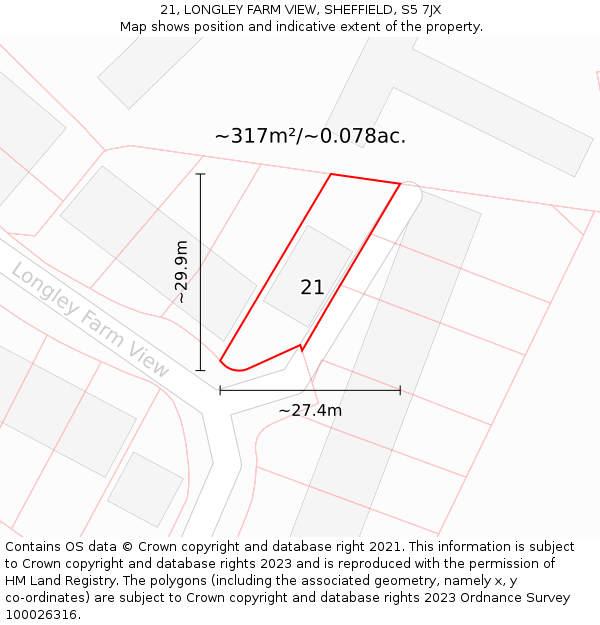 21, LONGLEY FARM VIEW, SHEFFIELD, S5 7JX: Plot and title map