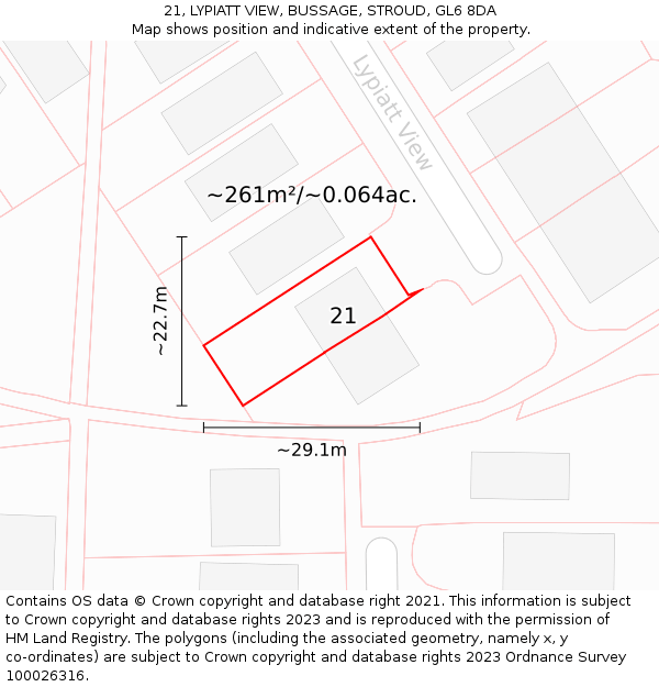 21, LYPIATT VIEW, BUSSAGE, STROUD, GL6 8DA: Plot and title map