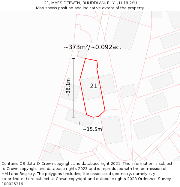 21, MAES DERWEN, RHUDDLAN, RHYL, LL18 2YH: Plot and title map
