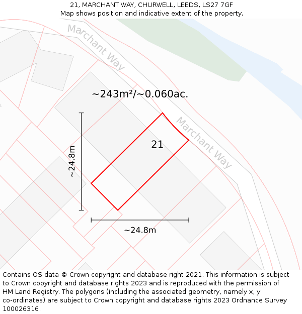 21, MARCHANT WAY, CHURWELL, LEEDS, LS27 7GF: Plot and title map