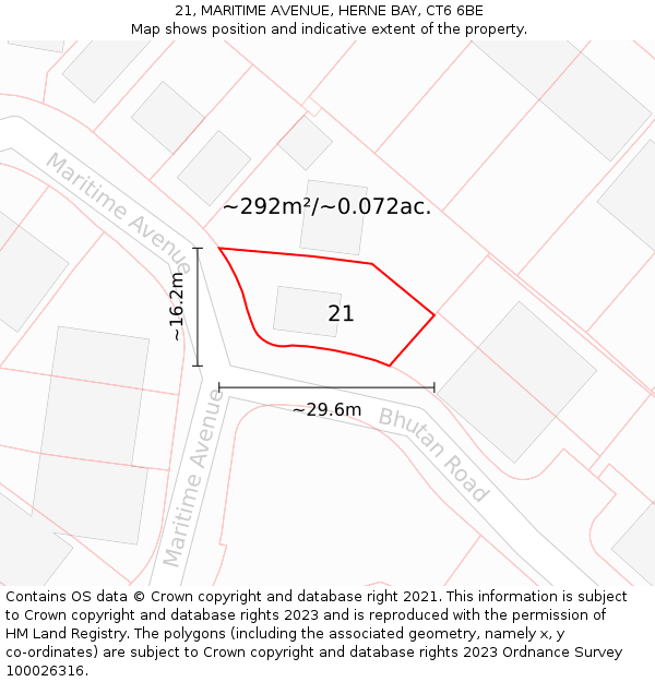 21, MARITIME AVENUE, HERNE BAY, CT6 6BE: Plot and title map
