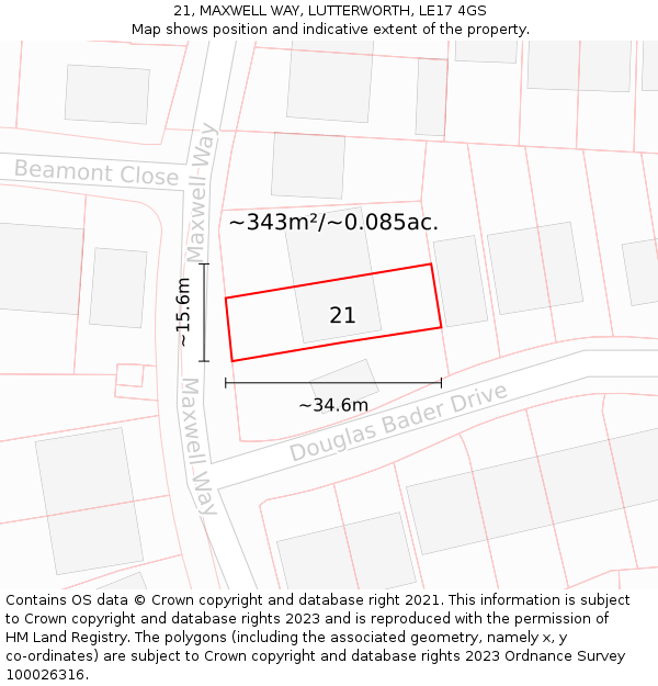 21, MAXWELL WAY, LUTTERWORTH, LE17 4GS: Plot and title map