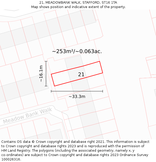 21, MEADOWBANK WALK, STAFFORD, ST16 1TA: Plot and title map