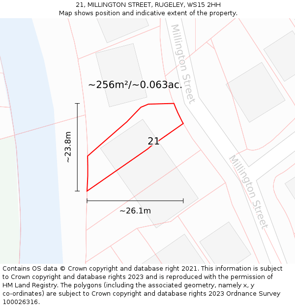 21, MILLINGTON STREET, RUGELEY, WS15 2HH: Plot and title map