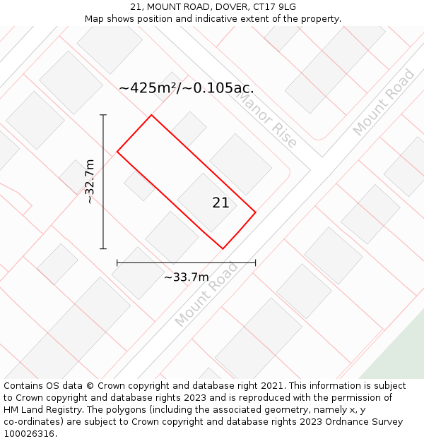21, MOUNT ROAD, DOVER, CT17 9LG: Plot and title map