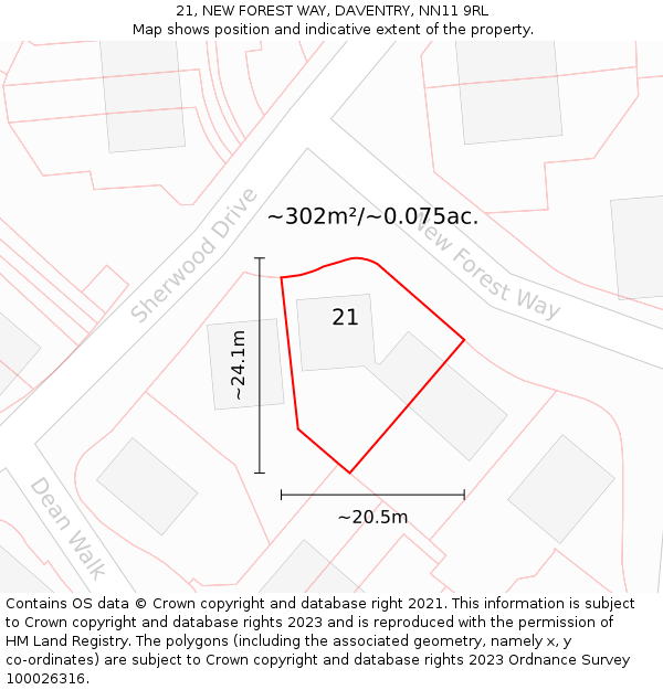 21, NEW FOREST WAY, DAVENTRY, NN11 9RL: Plot and title map