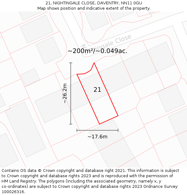 21, NIGHTINGALE CLOSE, DAVENTRY, NN11 0GU: Plot and title map