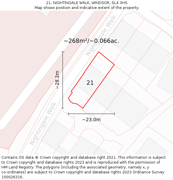 21, NIGHTINGALE WALK, WINDSOR, SL4 3HS: Plot and title map