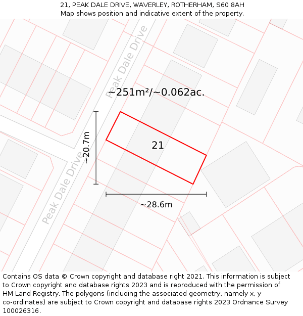 21, PEAK DALE DRIVE, WAVERLEY, ROTHERHAM, S60 8AH: Plot and title map