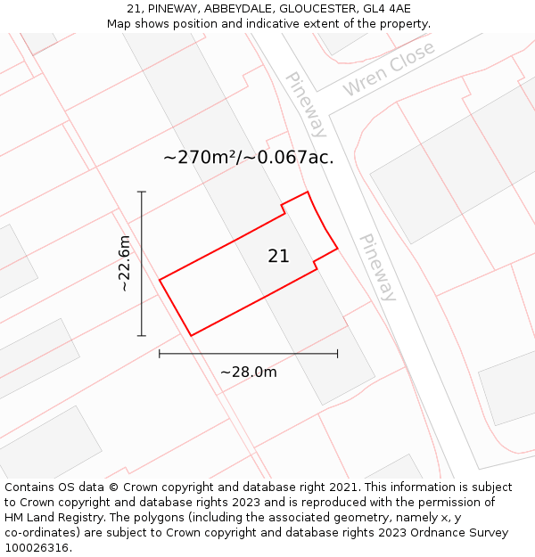21, PINEWAY, ABBEYDALE, GLOUCESTER, GL4 4AE: Plot and title map