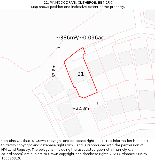 21, PINNOCK DRIVE, CLITHEROE, BB7 2RX: Plot and title map