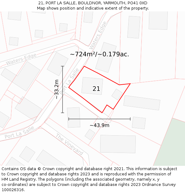 21, PORT LA SALLE, BOULDNOR, YARMOUTH, PO41 0XD: Plot and title map
