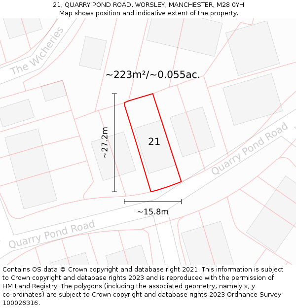 21, QUARRY POND ROAD, WORSLEY, MANCHESTER, M28 0YH: Plot and title map