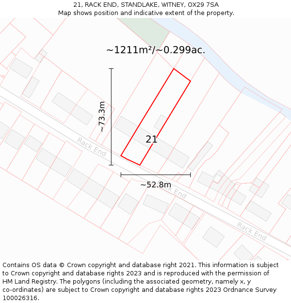 21, RACK END, STANDLAKE, WITNEY, OX29 7SA: Plot and title map