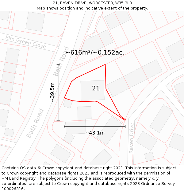 21, RAVEN DRIVE, WORCESTER, WR5 3LR: Plot and title map