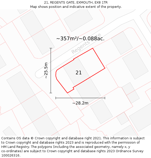 21, REGENTS GATE, EXMOUTH, EX8 1TR: Plot and title map