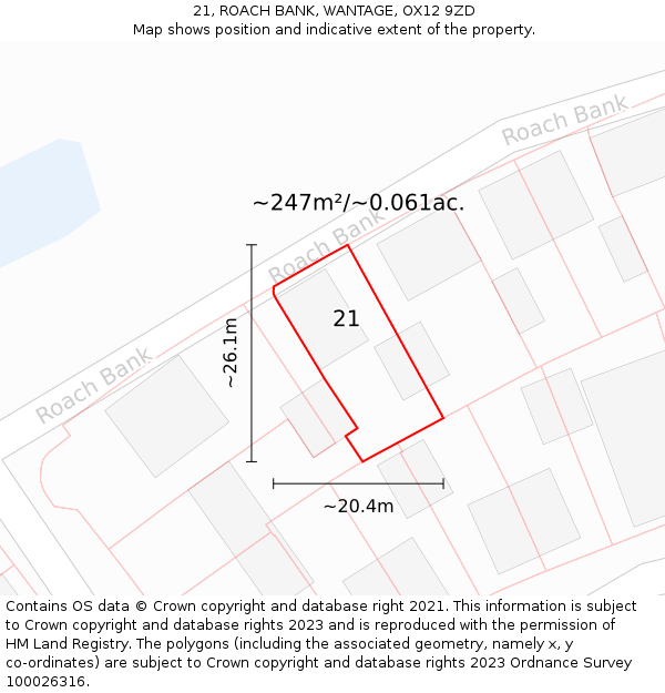 21, ROACH BANK, WANTAGE, OX12 9ZD: Plot and title map