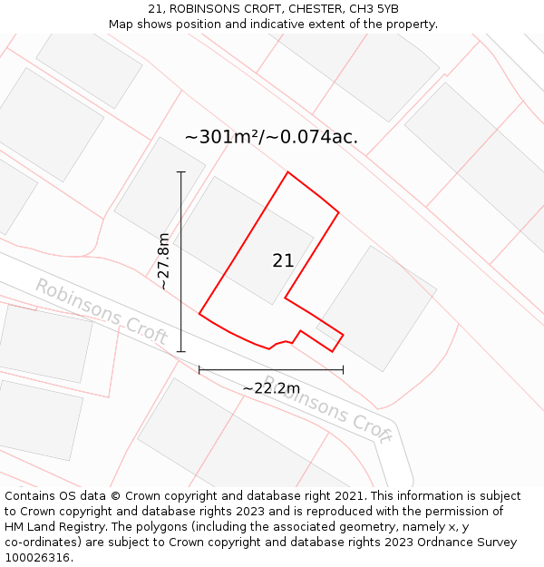 21, ROBINSONS CROFT, CHESTER, CH3 5YB: Plot and title map