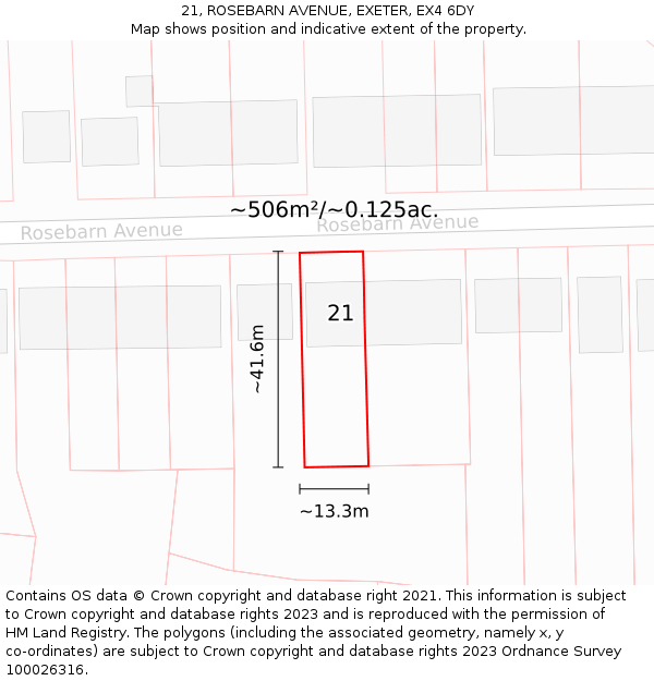 21, ROSEBARN AVENUE, EXETER, EX4 6DY: Plot and title map
