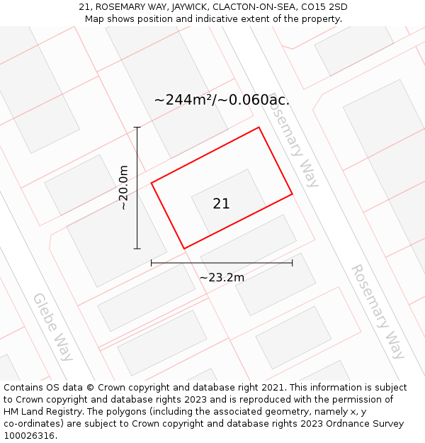 21, ROSEMARY WAY, JAYWICK, CLACTON-ON-SEA, CO15 2SD: Plot and title map