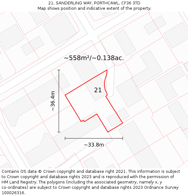 21, SANDERLING WAY, PORTHCAWL, CF36 3TD: Plot and title map