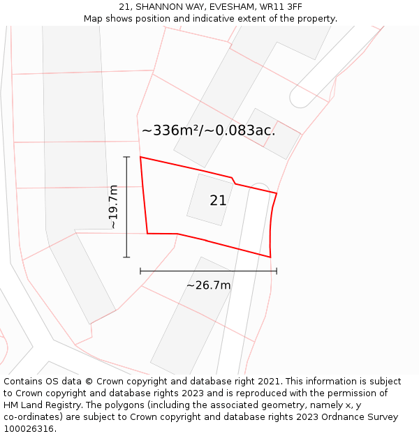 21, SHANNON WAY, EVESHAM, WR11 3FF: Plot and title map