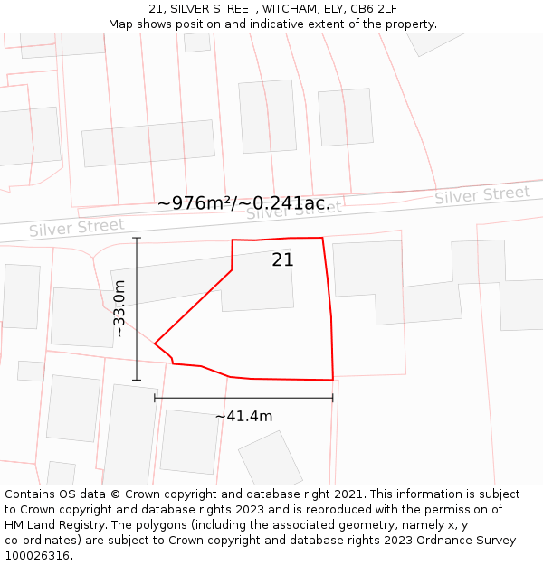 21, SILVER STREET, WITCHAM, ELY, CB6 2LF: Plot and title map