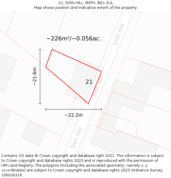 21, SION HILL, BATH, BA1 2UL: Plot and title map