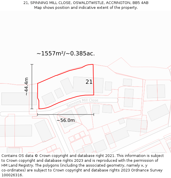 21, SPINNING MILL CLOSE, OSWALDTWISTLE, ACCRINGTON, BB5 4AB: Plot and title map