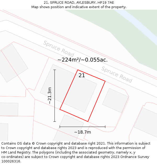 21, SPRUCE ROAD, AYLESBURY, HP19 7AE: Plot and title map