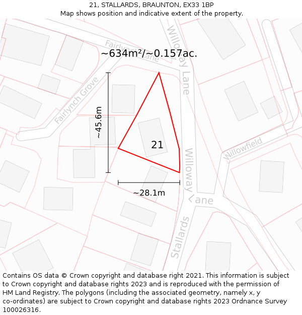 21, STALLARDS, BRAUNTON, EX33 1BP: Plot and title map