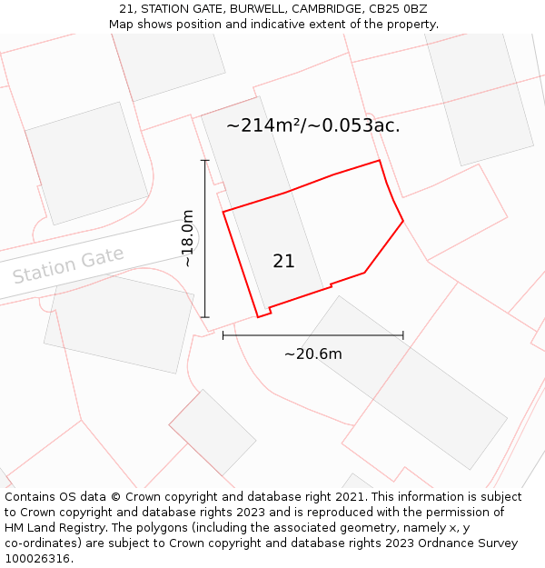 21, STATION GATE, BURWELL, CAMBRIDGE, CB25 0BZ: Plot and title map