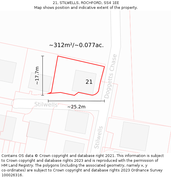 21, STILWELLS, ROCHFORD, SS4 1EE: Plot and title map