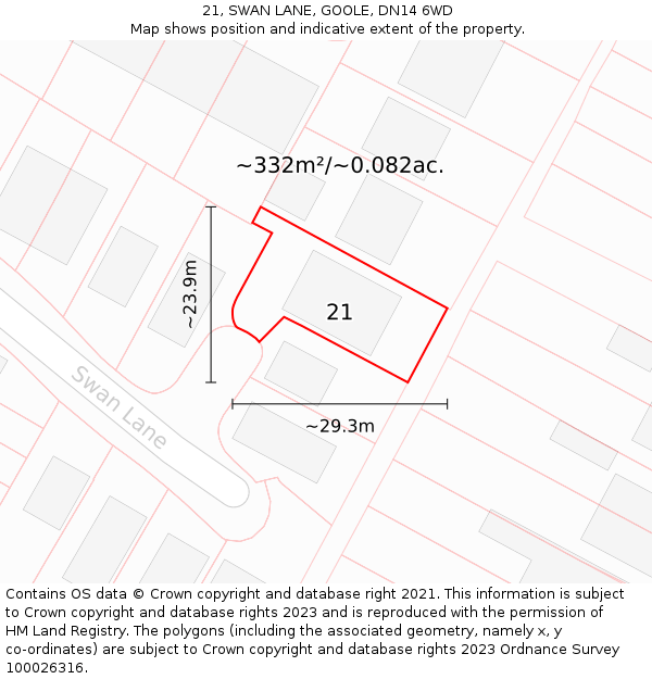 21, SWAN LANE, GOOLE, DN14 6WD: Plot and title map