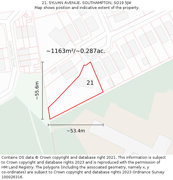 21, SYLVAN AVENUE, SOUTHAMPTON, SO19 5JW: Plot and title map