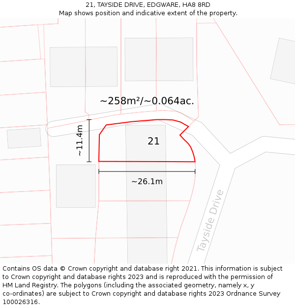 21, TAYSIDE DRIVE, EDGWARE, HA8 8RD: Plot and title map