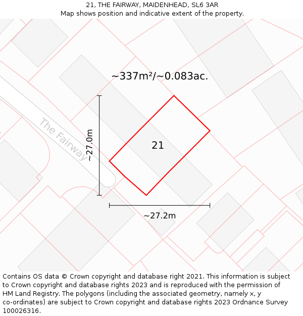 21, THE FAIRWAY, MAIDENHEAD, SL6 3AR: Plot and title map
