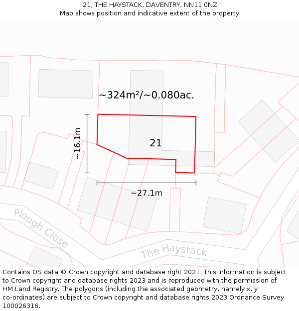 21, THE HAYSTACK, DAVENTRY, NN11 0NZ: Plot and title map