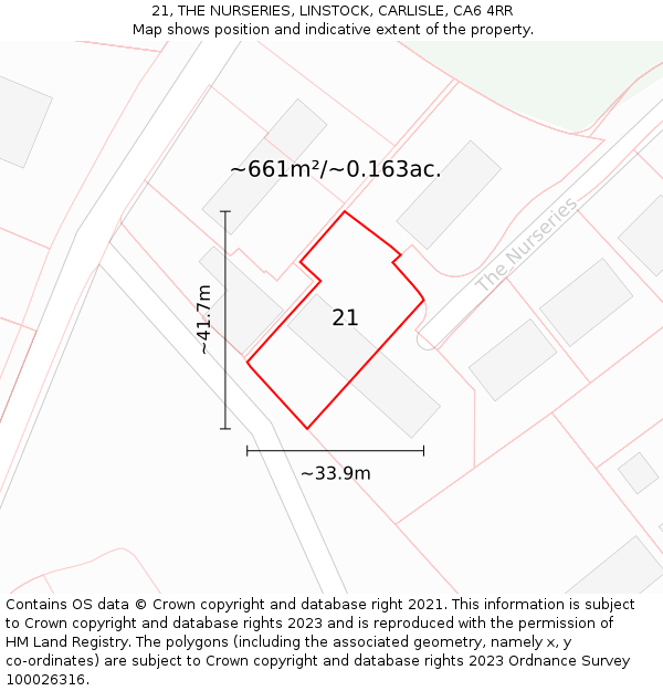 21, THE NURSERIES, LINSTOCK, CARLISLE, CA6 4RR: Plot and title map