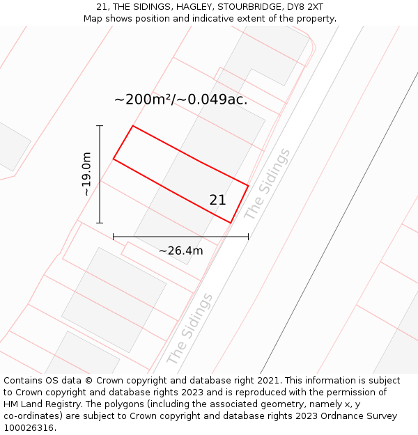 21, THE SIDINGS, HAGLEY, STOURBRIDGE, DY8 2XT: Plot and title map