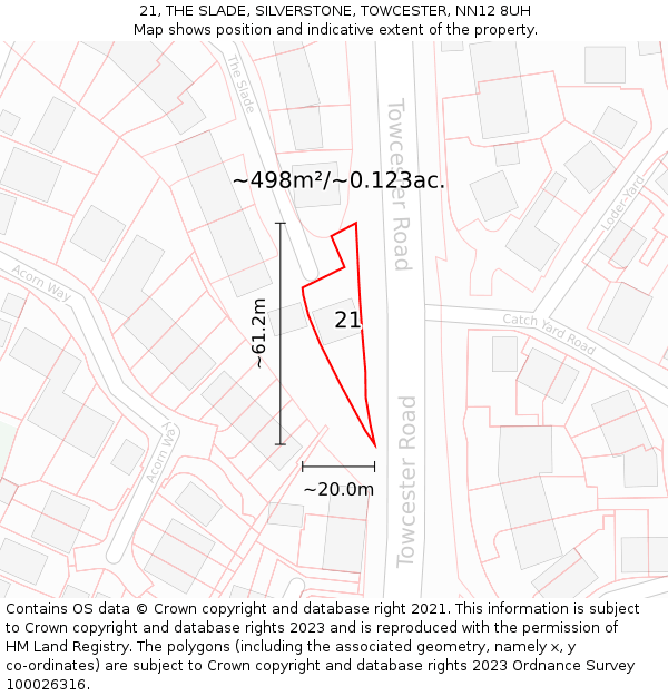 21, THE SLADE, SILVERSTONE, TOWCESTER, NN12 8UH: Plot and title map
