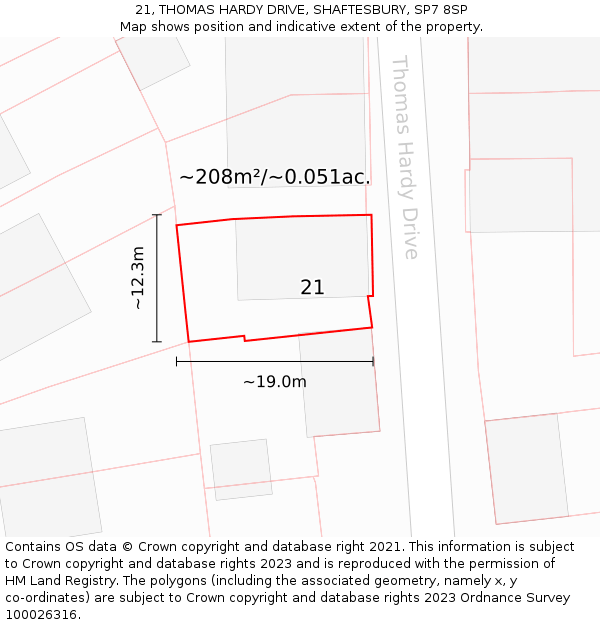 21, THOMAS HARDY DRIVE, SHAFTESBURY, SP7 8SP: Plot and title map