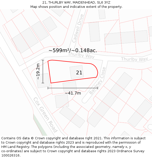 21, THURLBY WAY, MAIDENHEAD, SL6 3YZ: Plot and title map