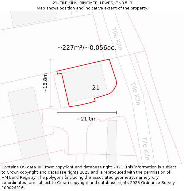 21, TILE KILN, RINGMER, LEWES, BN8 5LR: Plot and title map