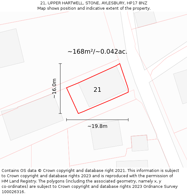 21, UPPER HARTWELL, STONE, AYLESBURY, HP17 8NZ: Plot and title map