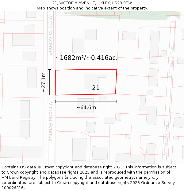 21, VICTORIA AVENUE, ILKLEY, LS29 9BW: Plot and title map