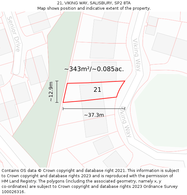 21, VIKING WAY, SALISBURY, SP2 8TA: Plot and title map