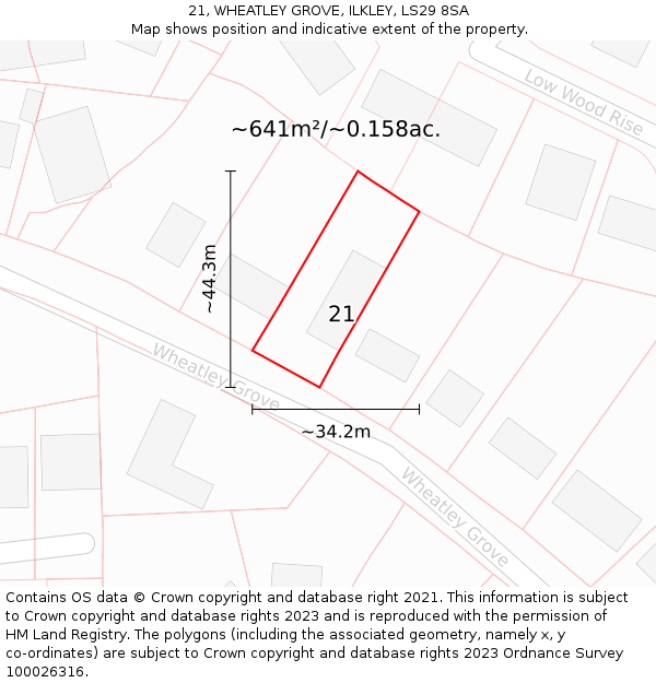 21, WHEATLEY GROVE, ILKLEY, LS29 8SA: Plot and title map