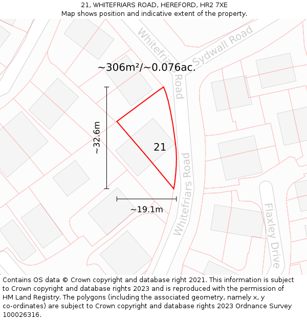 21, WHITEFRIARS ROAD, HEREFORD, HR2 7XE: Plot and title map